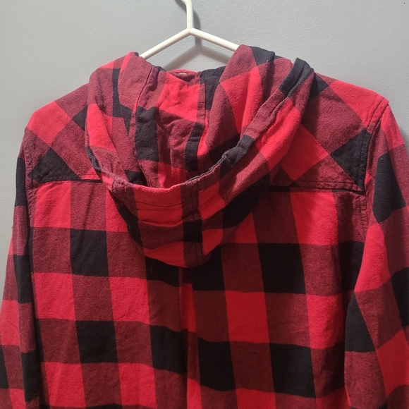 Bluenotes Buffalo Plaid Check Hooded Button Up Shirt L - Picture 6 of 7